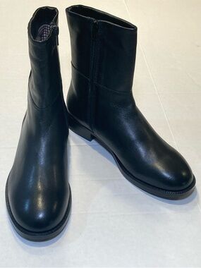 Zara Size US 9 / EU 40 Black Leather Airfit Mid-Calf Side-Zip Boots